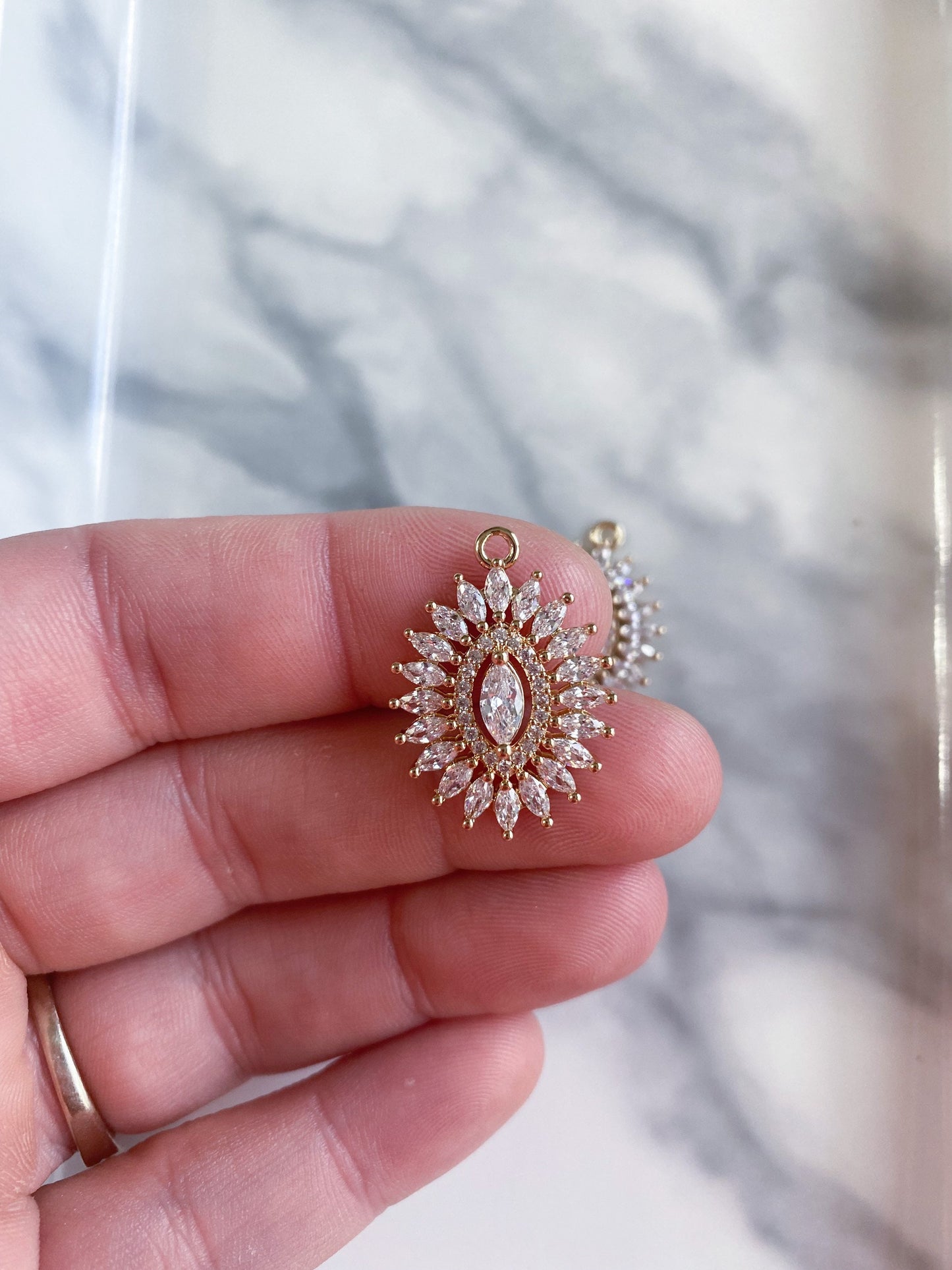 cubic zirconia pendant earring finding