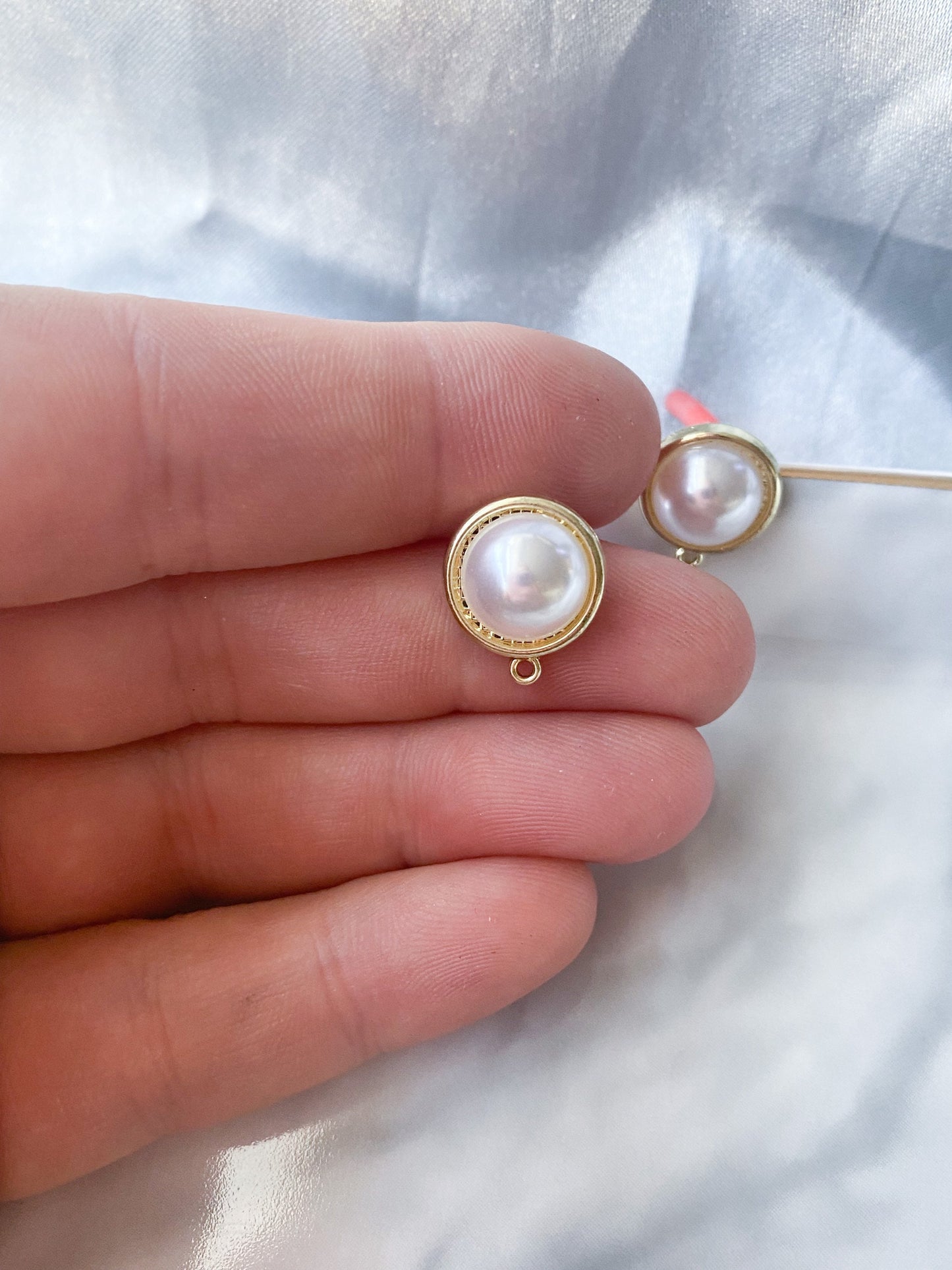 13mm pearl earring post for jewelry making