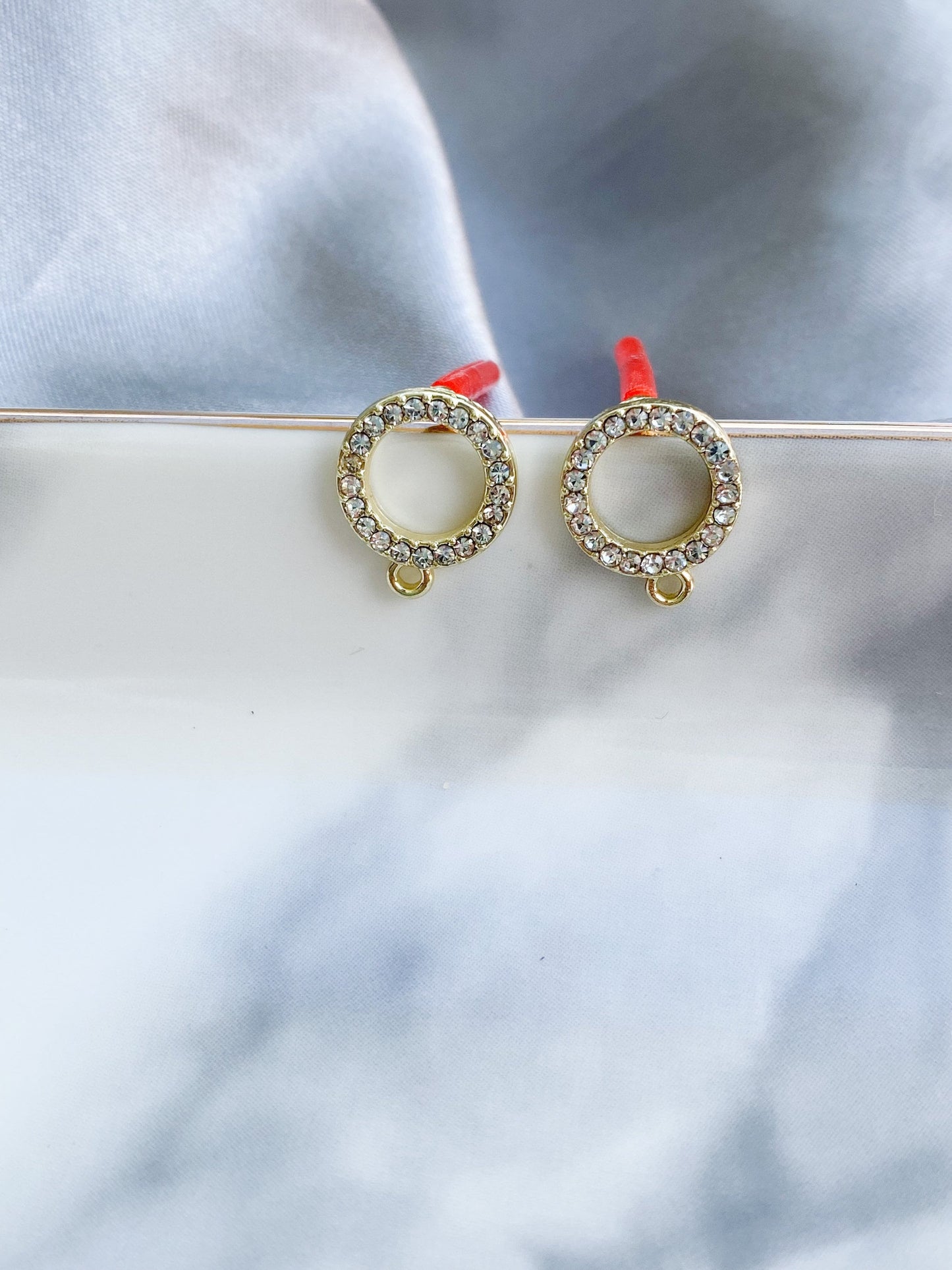 Rhinestone earring post with loop