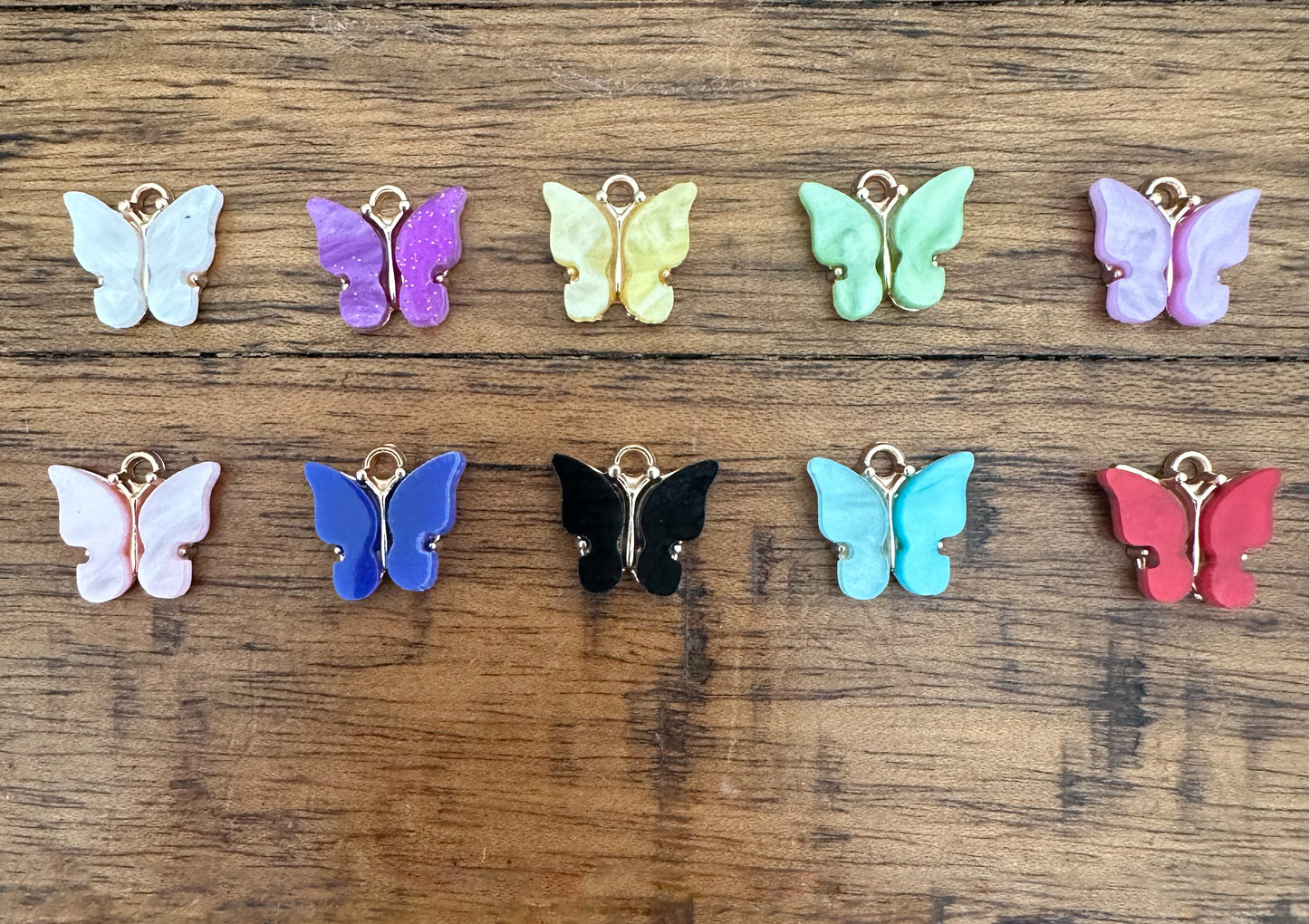 Butterfly acrylic brass charms