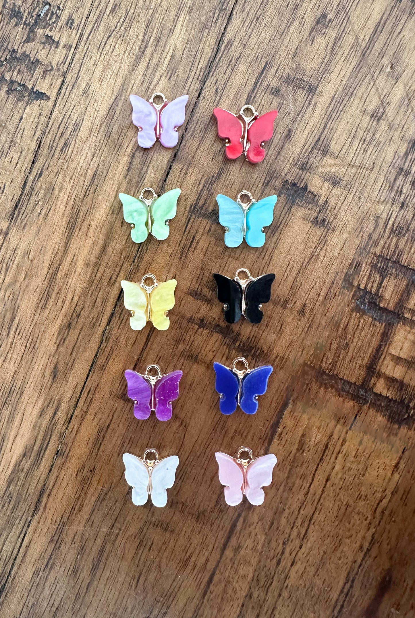 Butterfly acrylic brass charms