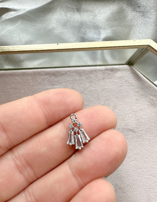 Silver cubic zirconia charm