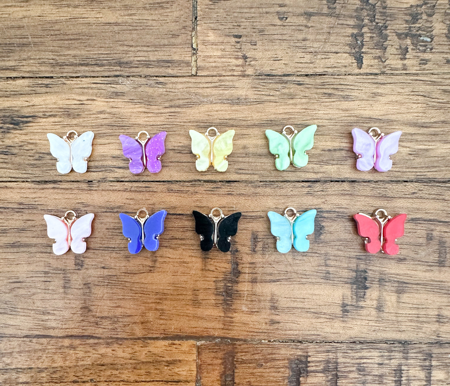 Butterfly acrylic brass charms