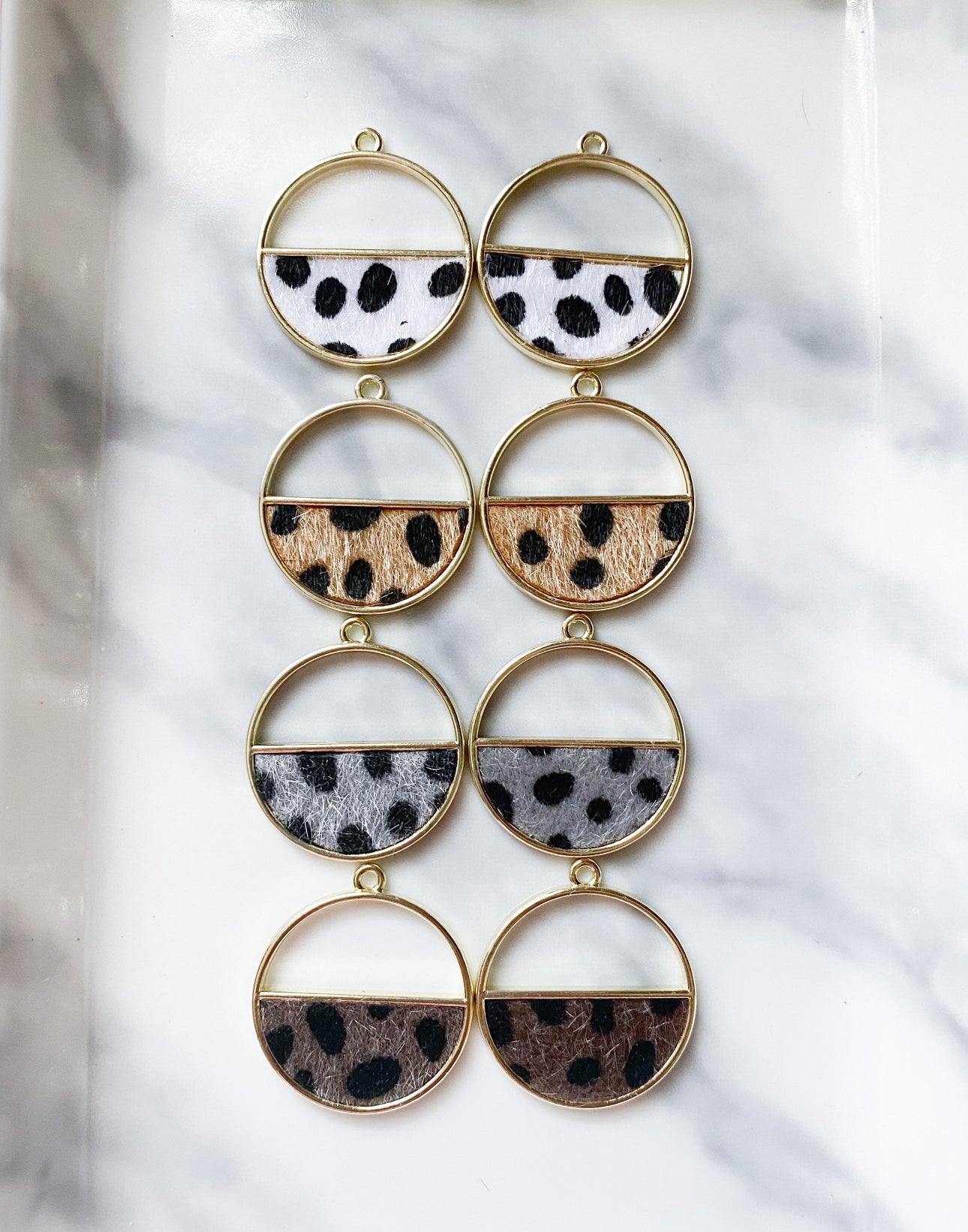 Circle Animal print brass charm