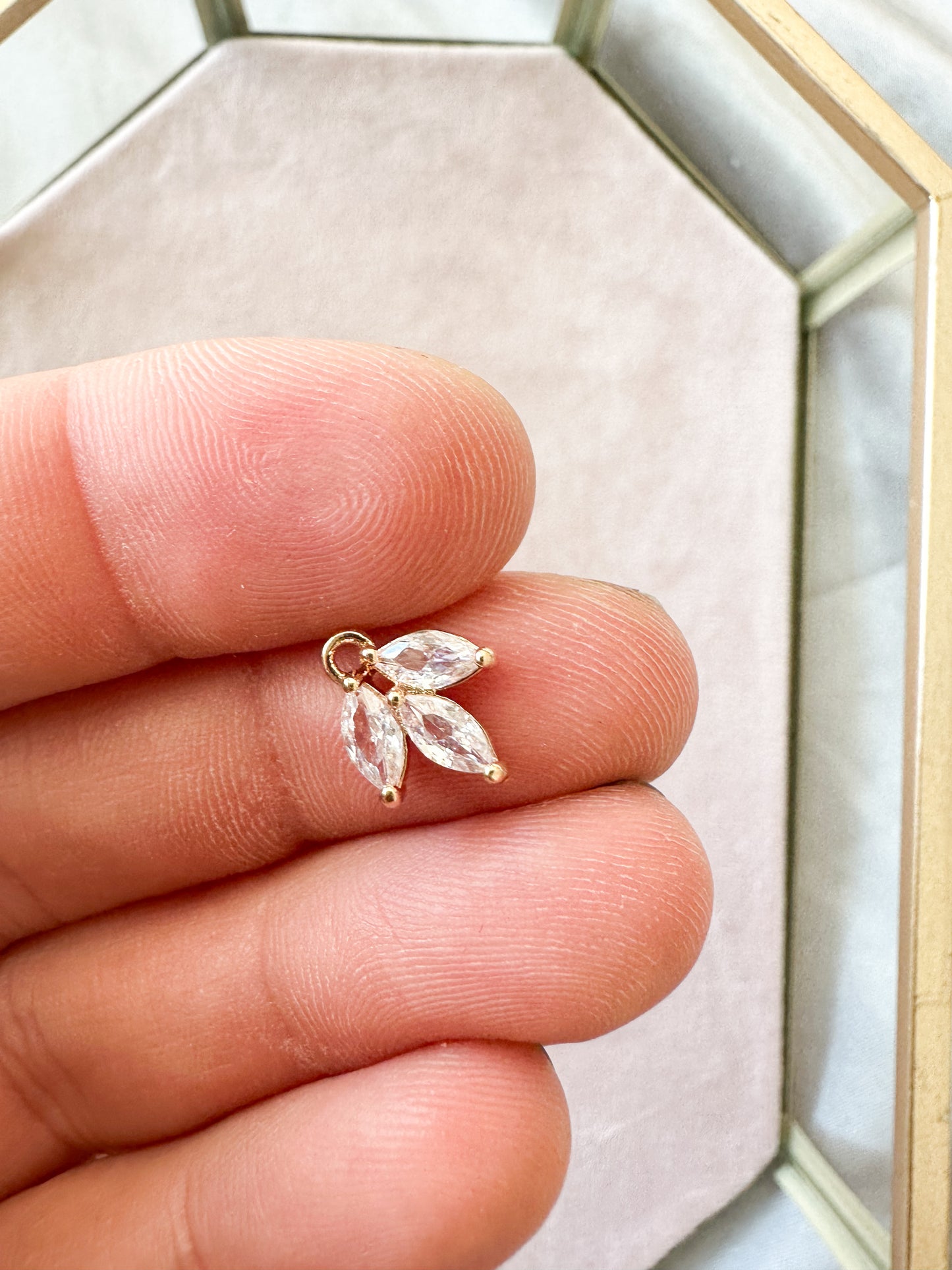 small cubic zirconia leaf charms