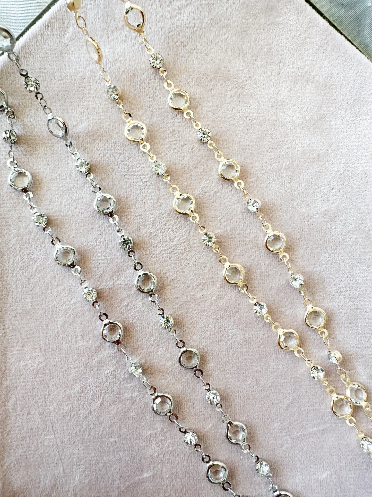 Clear Glass Stainless Steel Chain