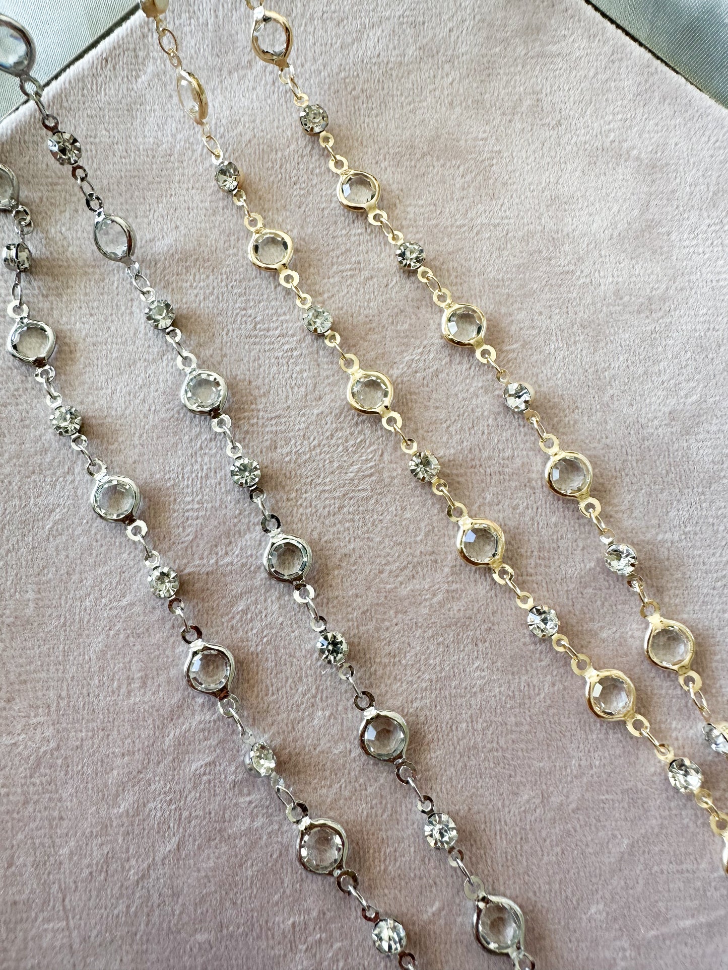 Clear Glass Stainless Steel Chain