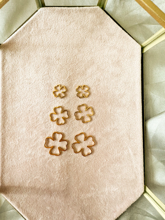 Brass Clover Bezel Charms- Gold