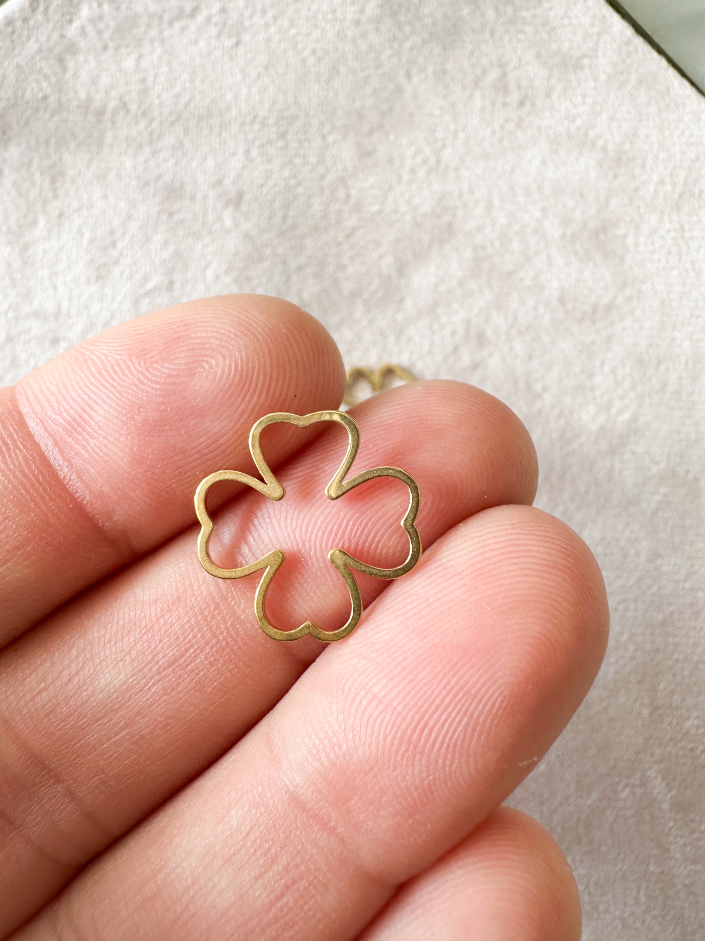 Brass Clover Bezel Charms- Gold