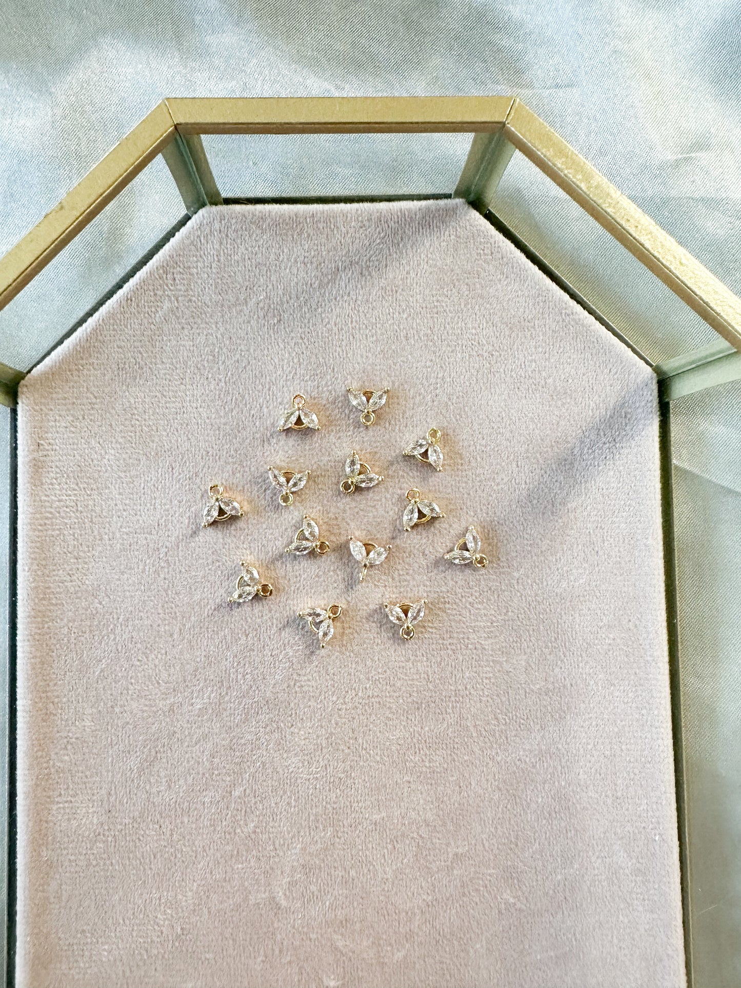 tiny double cubic zirconia connector charms