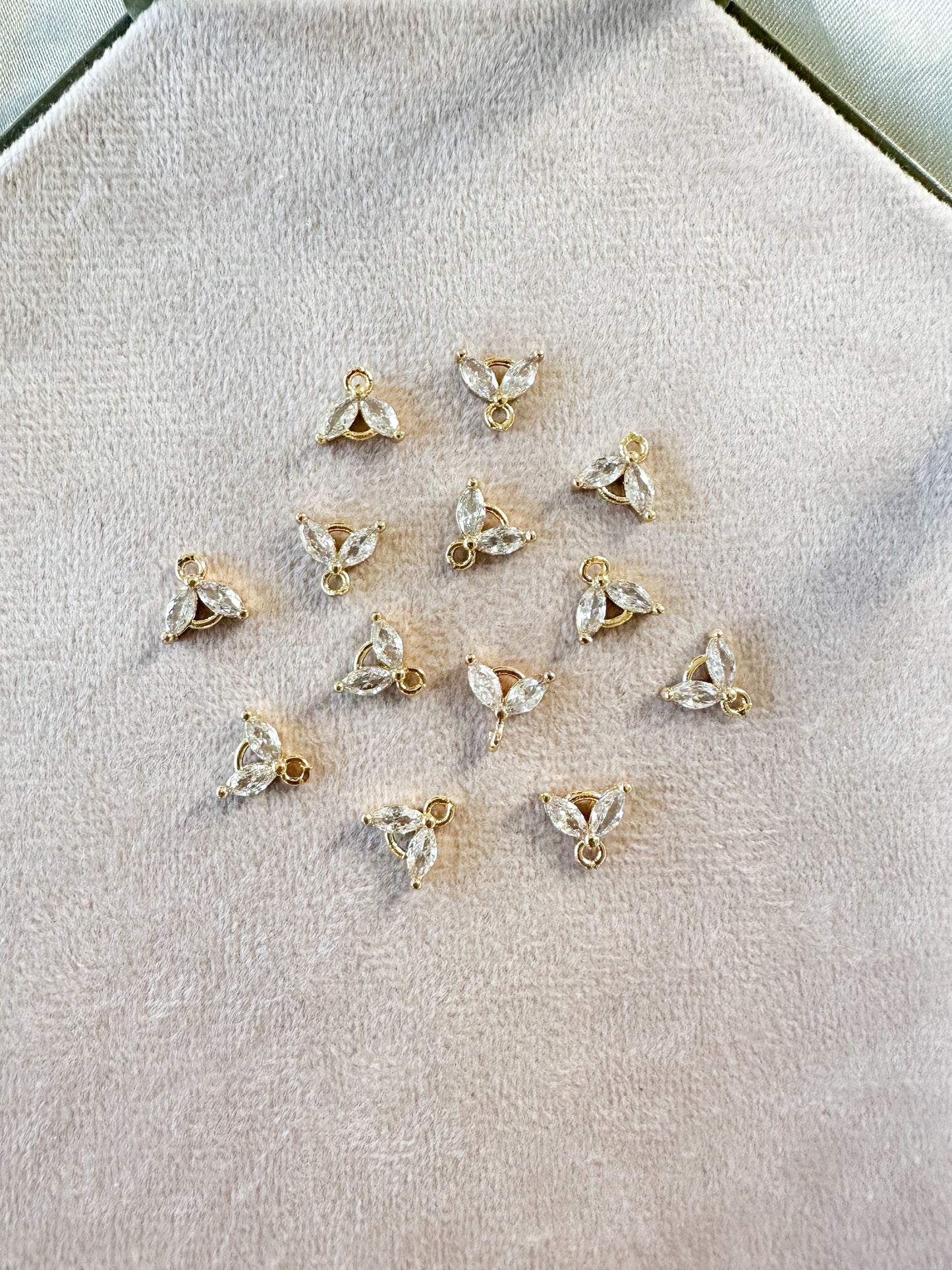 tiny double cubic zirconia connector charms