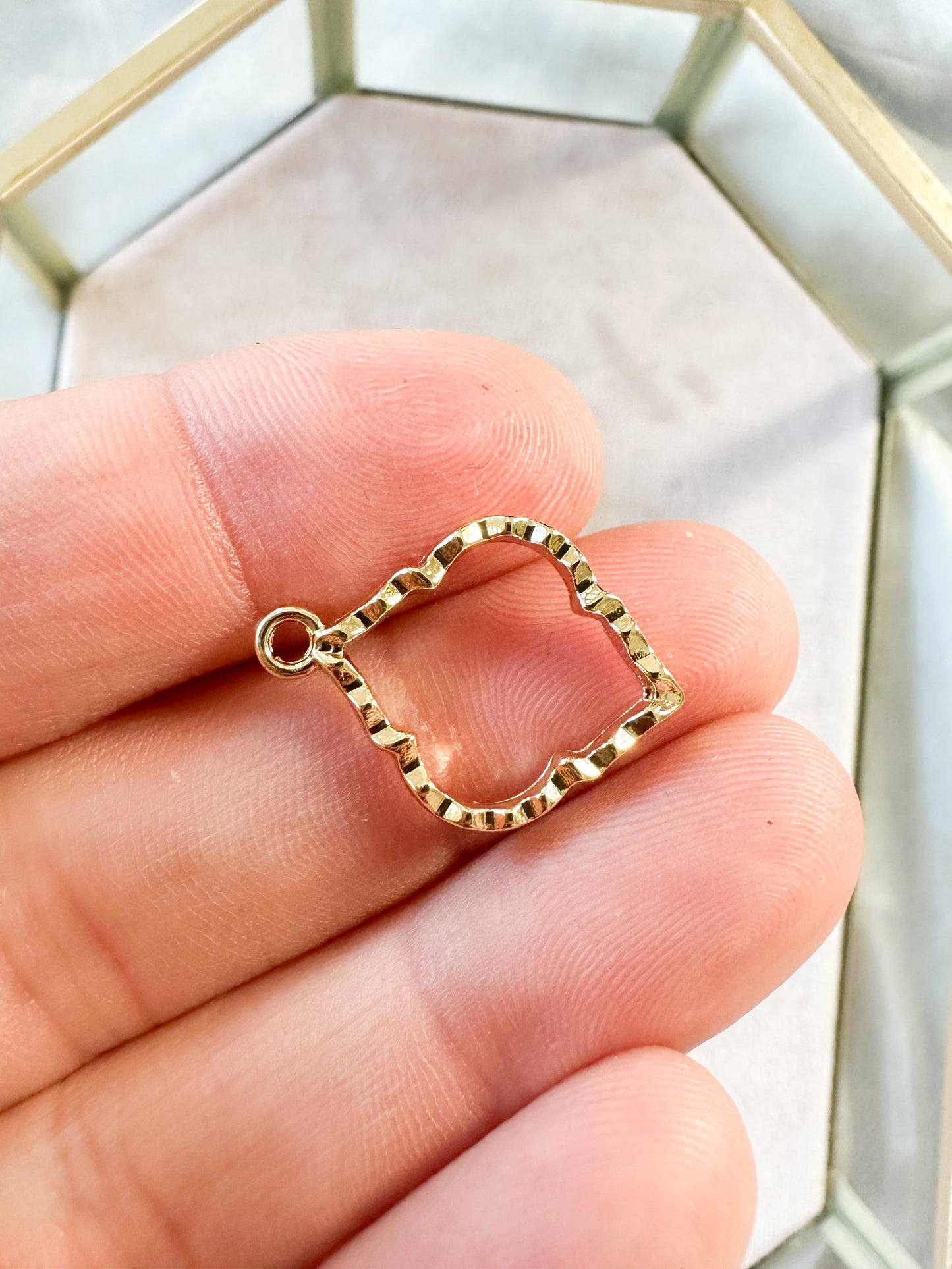 Small Gold Brass Bezel Charm