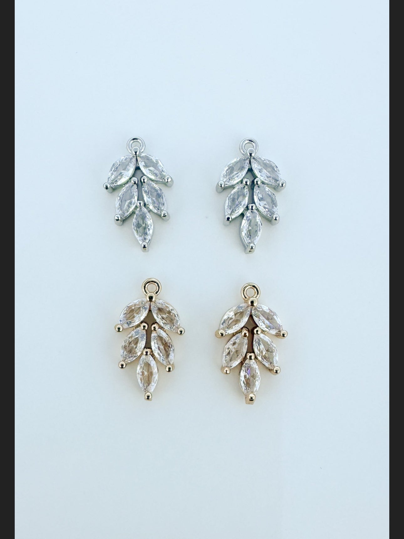 Cubic zirconia Leaf Charms