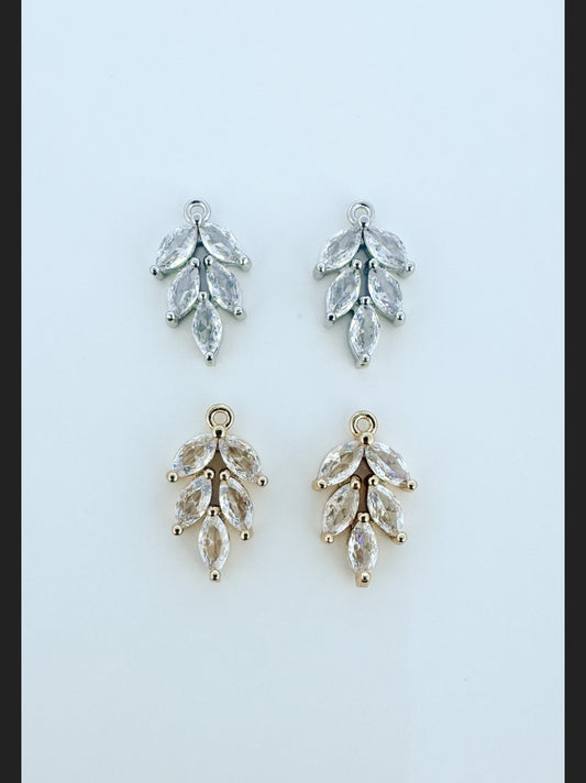 Cubic zirconia Leaf Charms