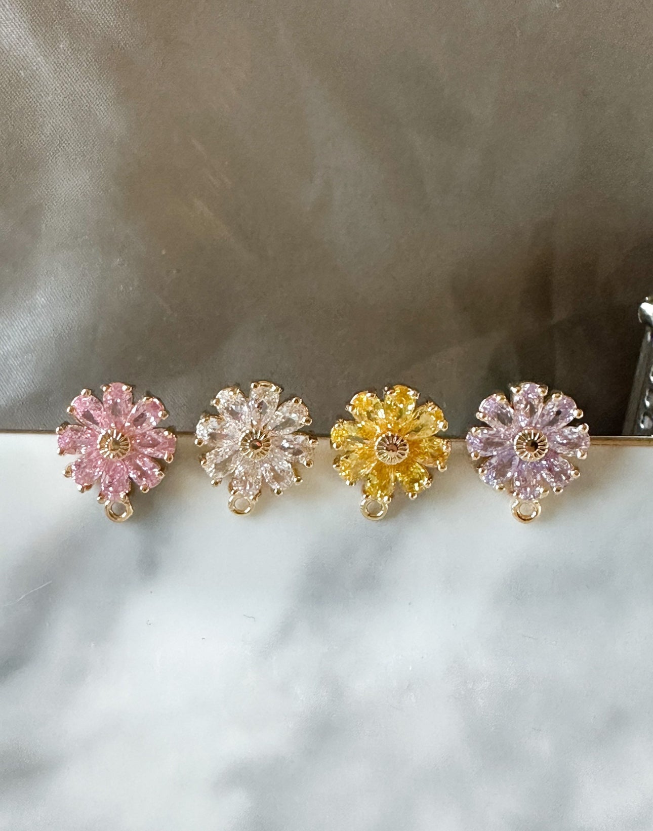 Cubic Zirconia Flower Earring Charms