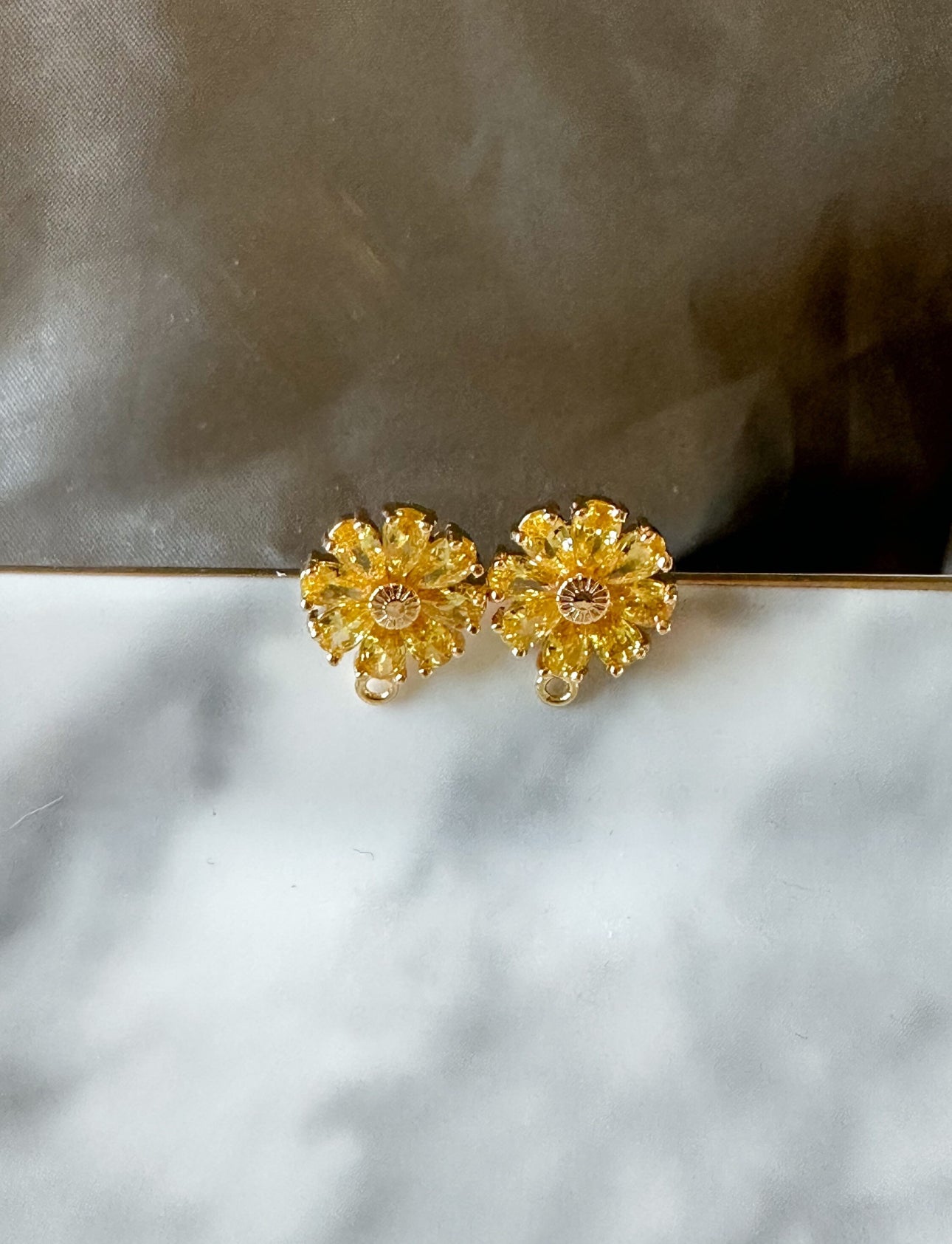 Cubic Zirconia Flower Earring Charms