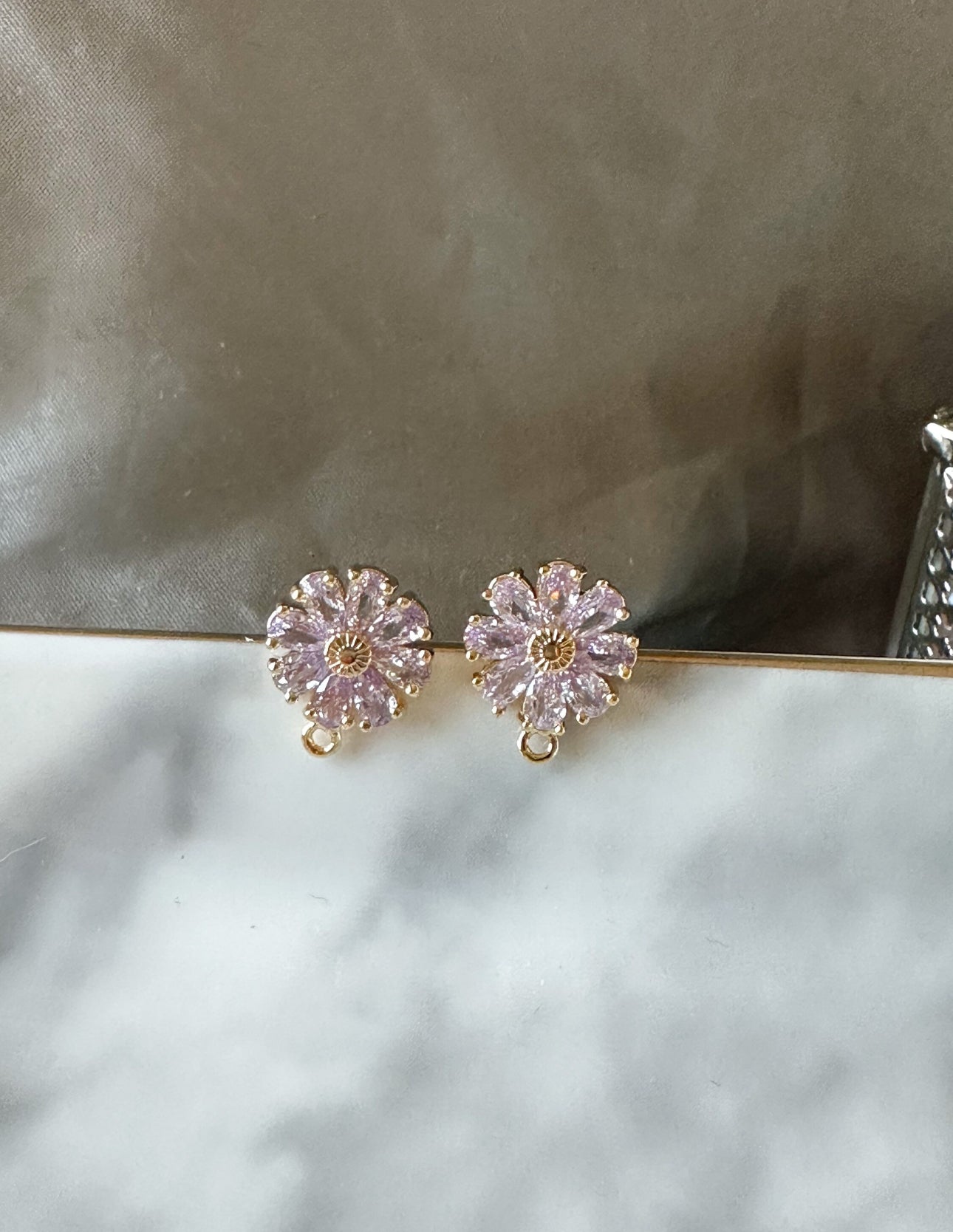 Cubic Zirconia Flower Earring Charms