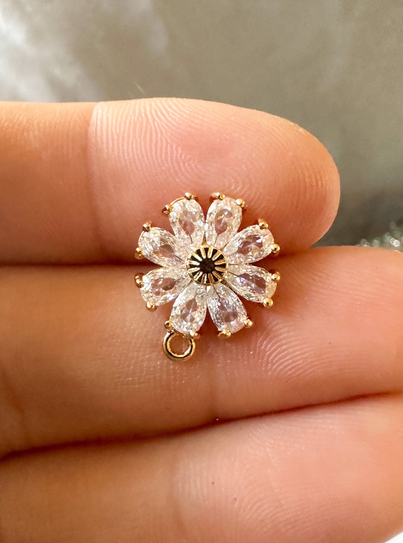 Cubic Zirconia Flower Earring Charms