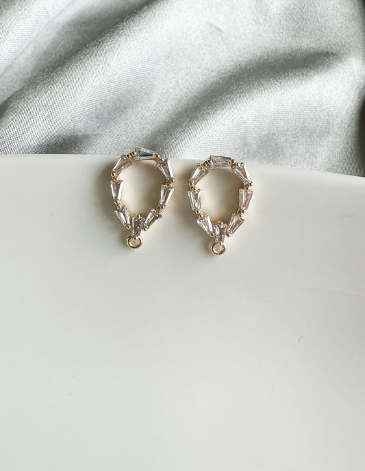 Cubic zirconia teardrop earring post