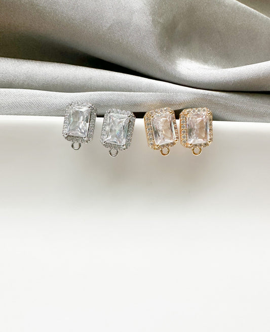 Cubic Zirconia Square Earring Posts