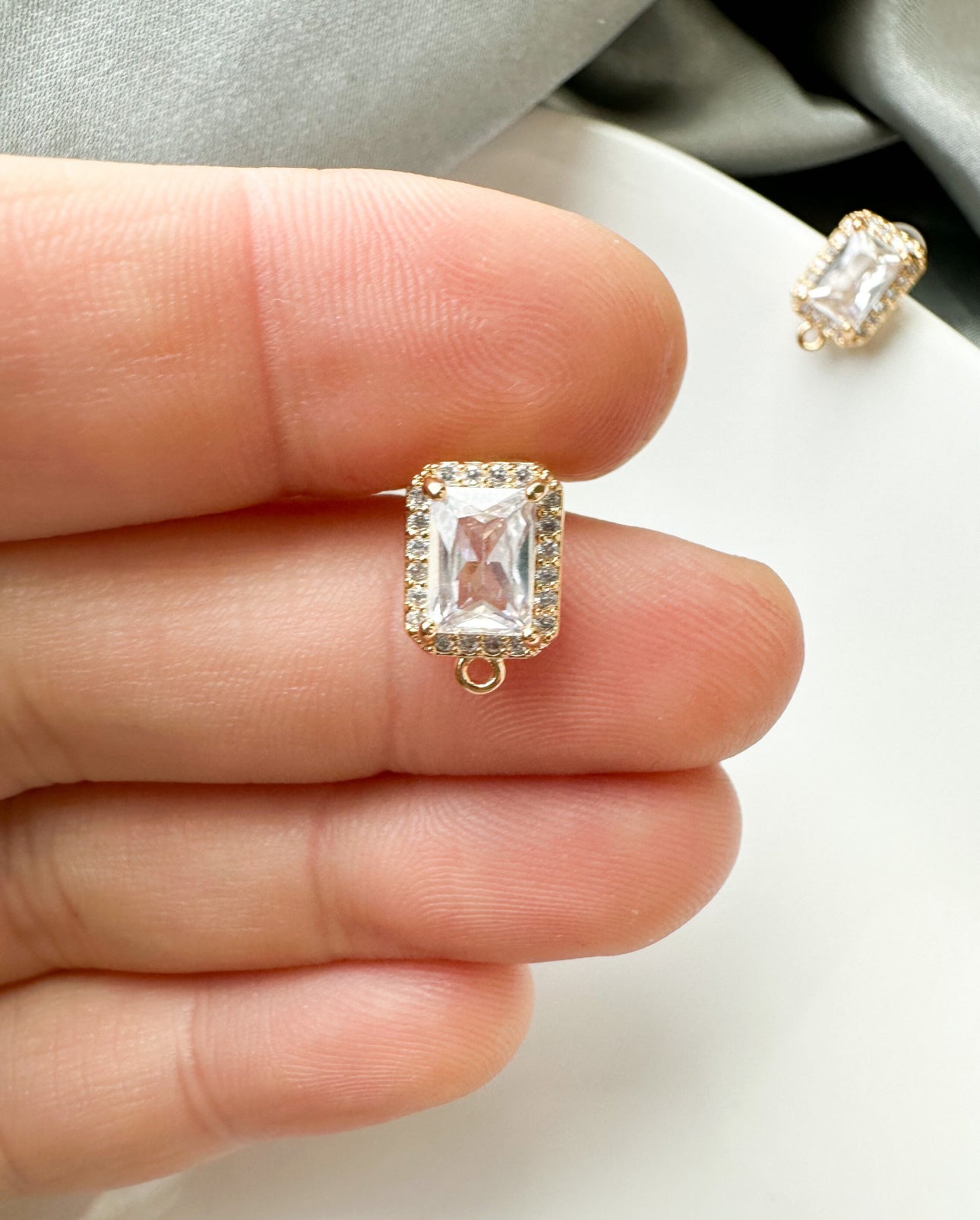 Cubic Zirconia Square Earring Posts