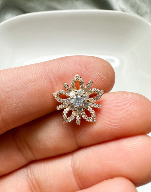 Cubic Zirconia Flower Earring Post