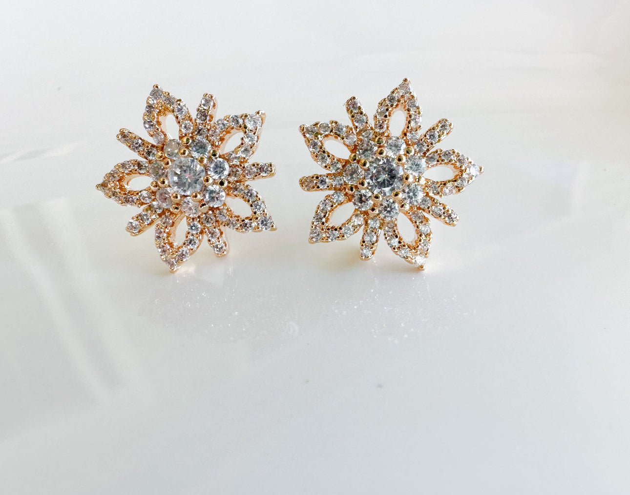 Cubic Zirconia Flower Earring Post