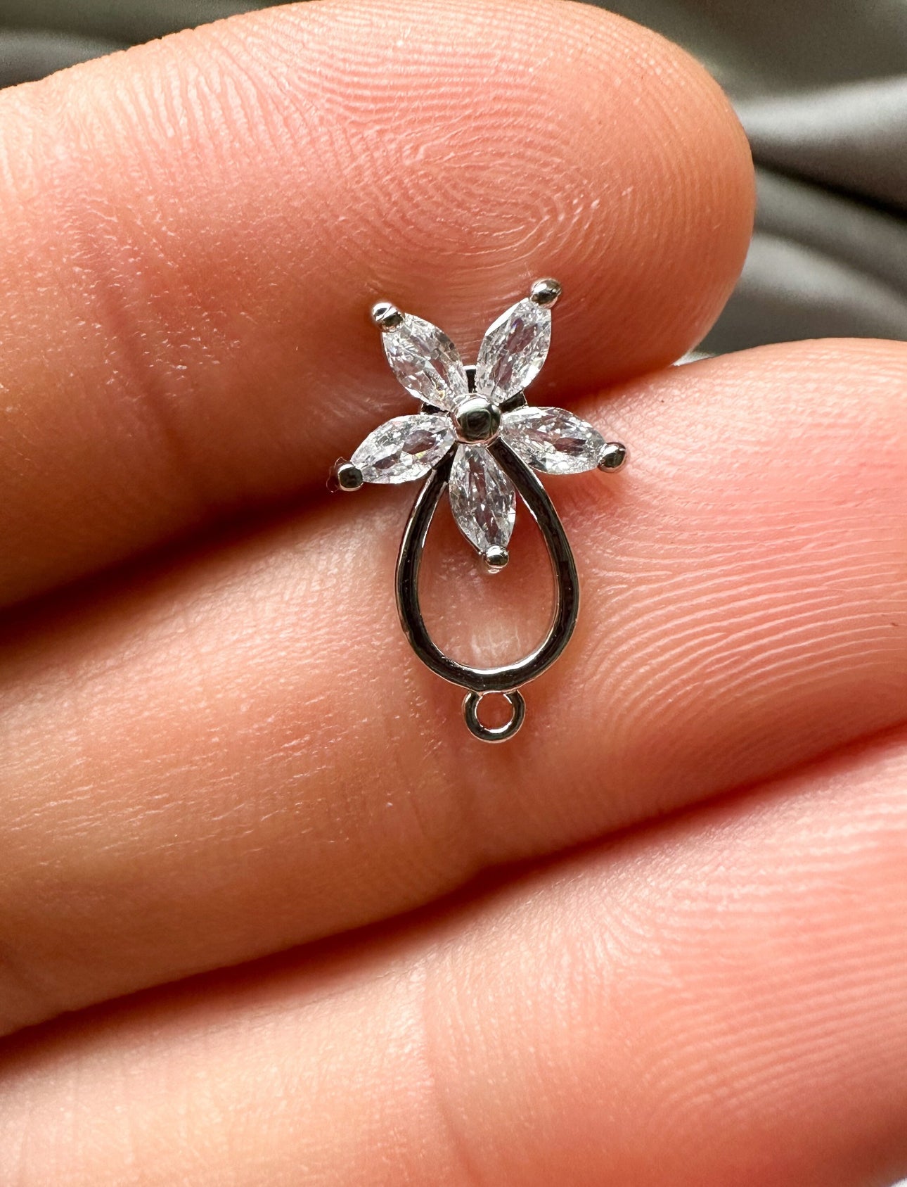 Cubic Zirconia Flower earring post