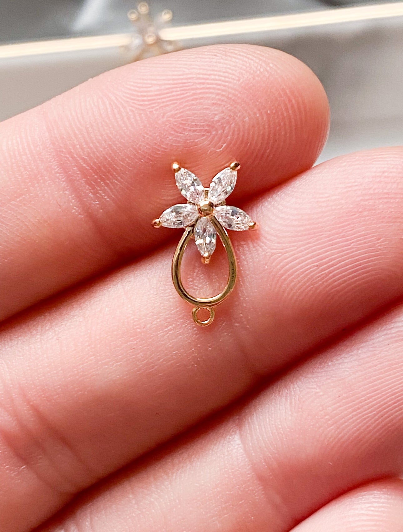 Cubic Zirconia Flower earring post