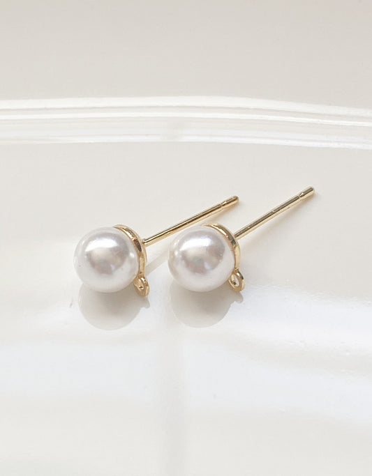 Faux Gold Pearl Earring Post