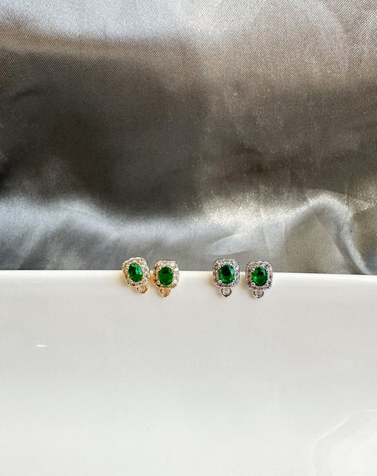 Green Cubic Zirconia Earring Post