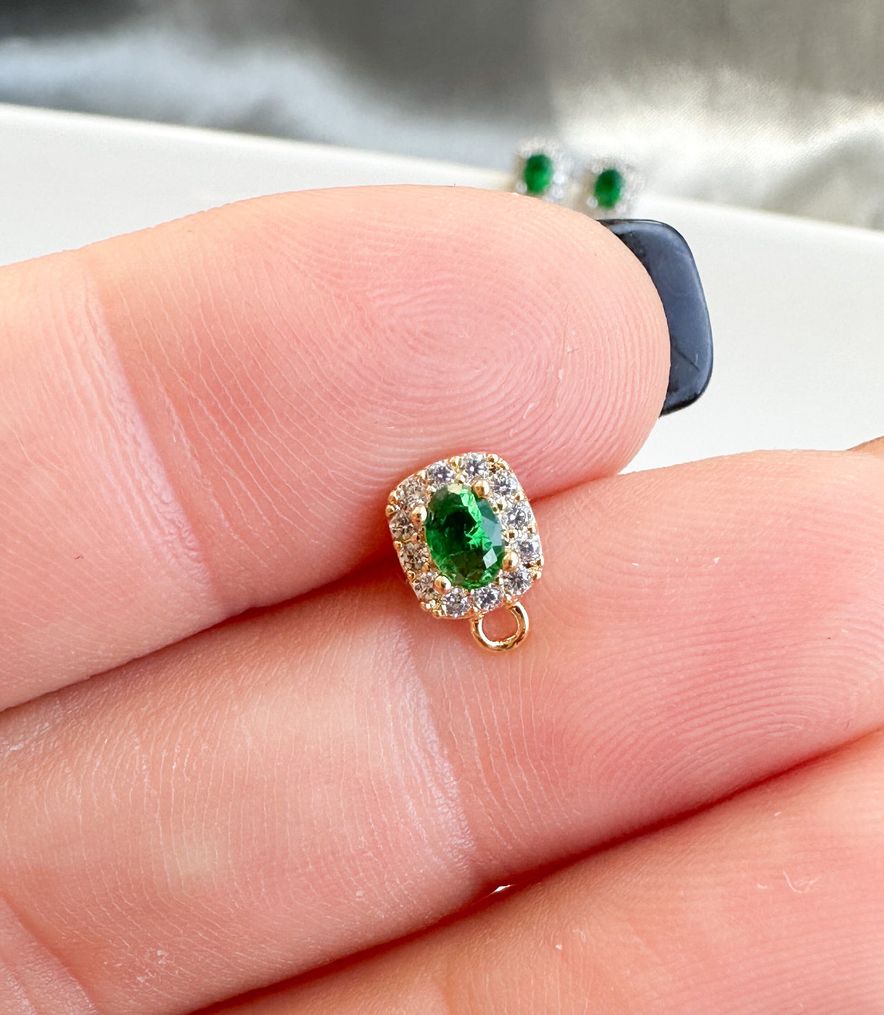 Green Cubic Zirconia Earring Post