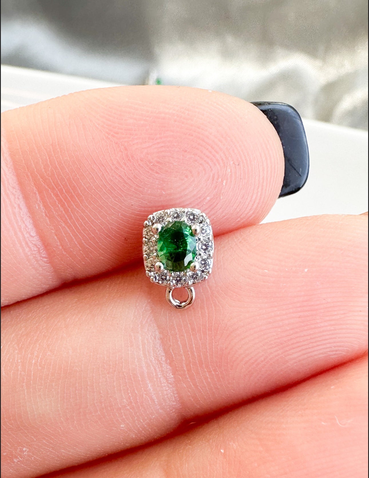 Green Cubic Zirconia Earring Post