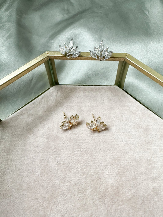 18k gold plated or rhodium plated leaf earring post