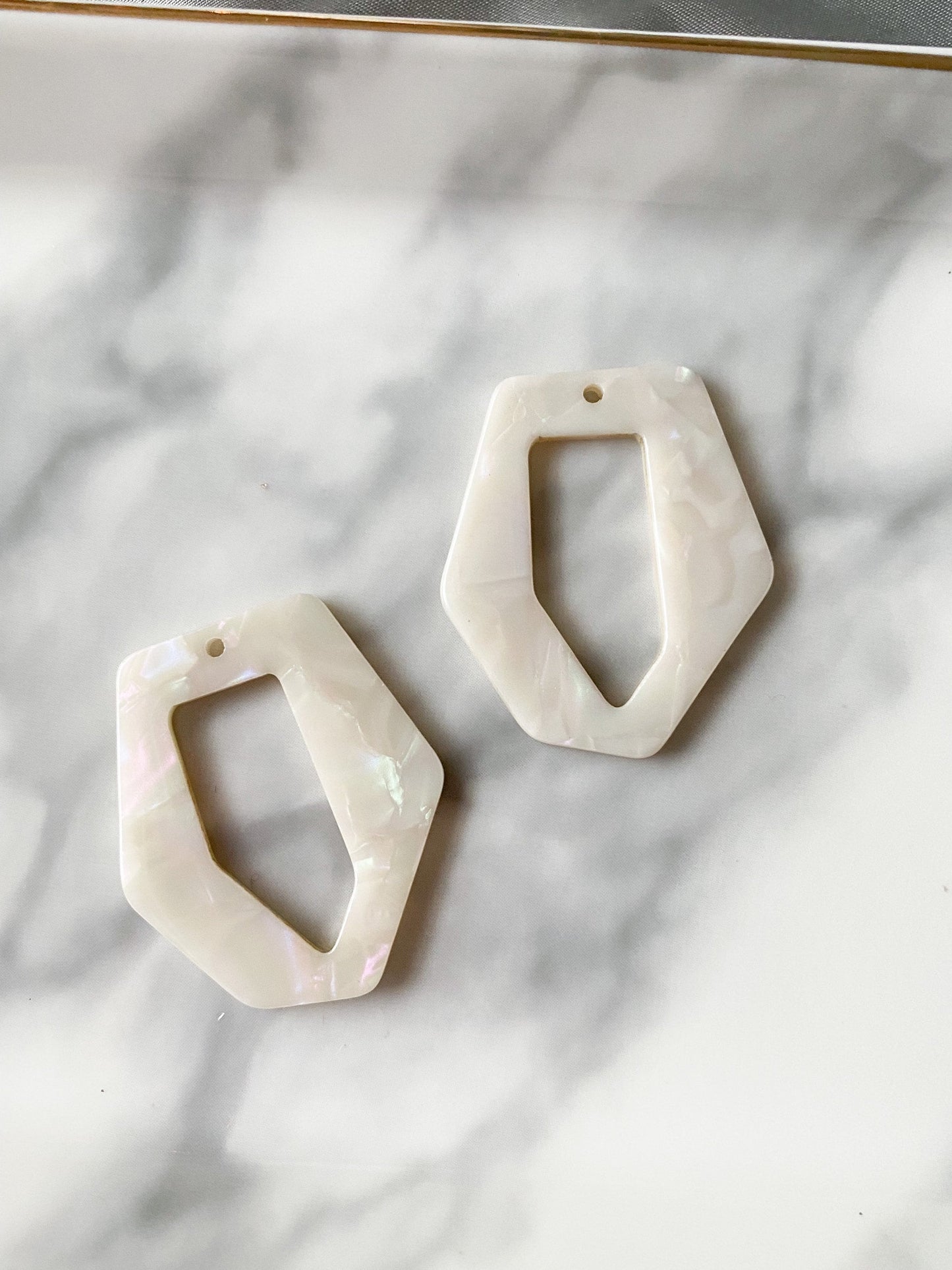 White geometric acrylic charm for jewelry making