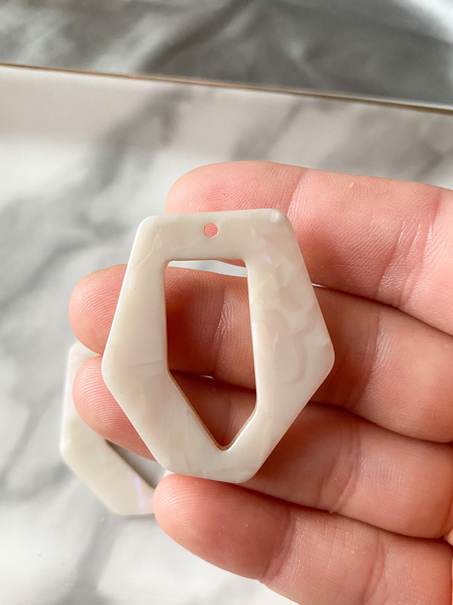 White geometric acrylic charm for jewelry making