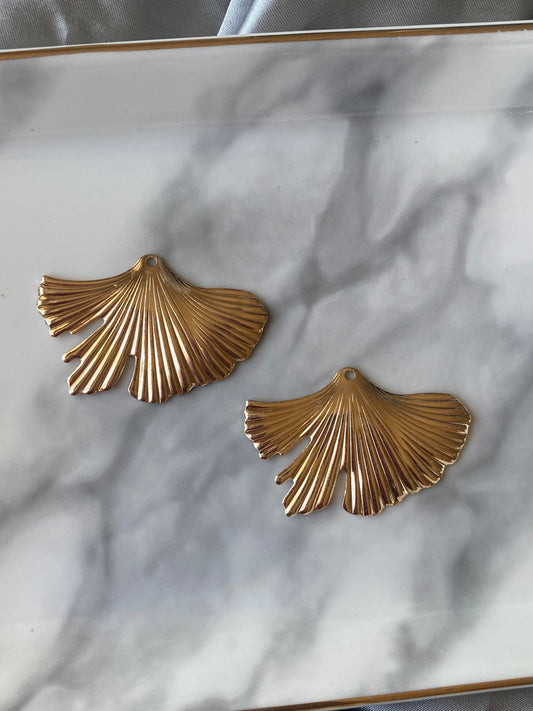 gold ginkgo brass charms for jewelry making