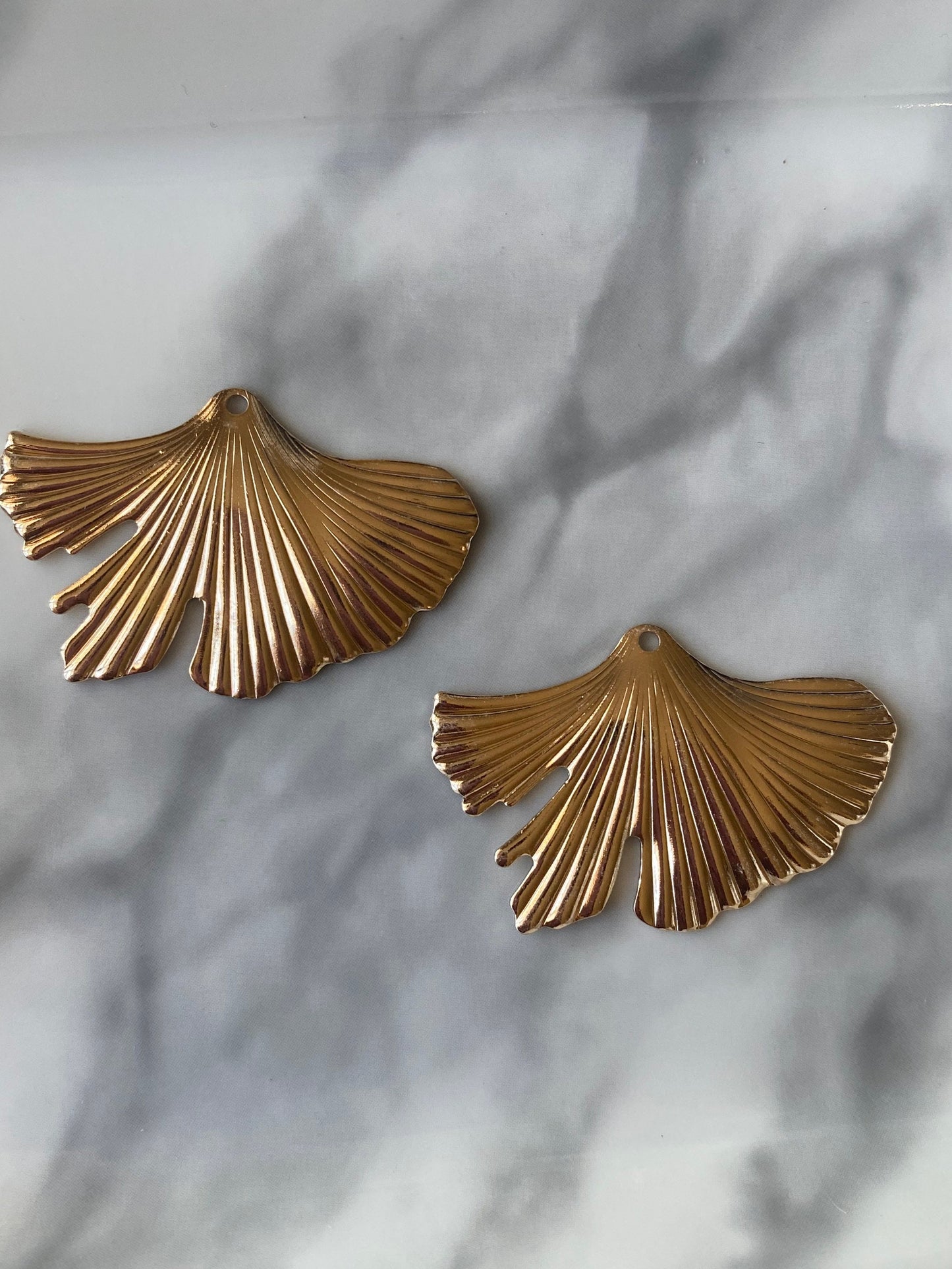 gold ginkgo brass charms for jewelry making