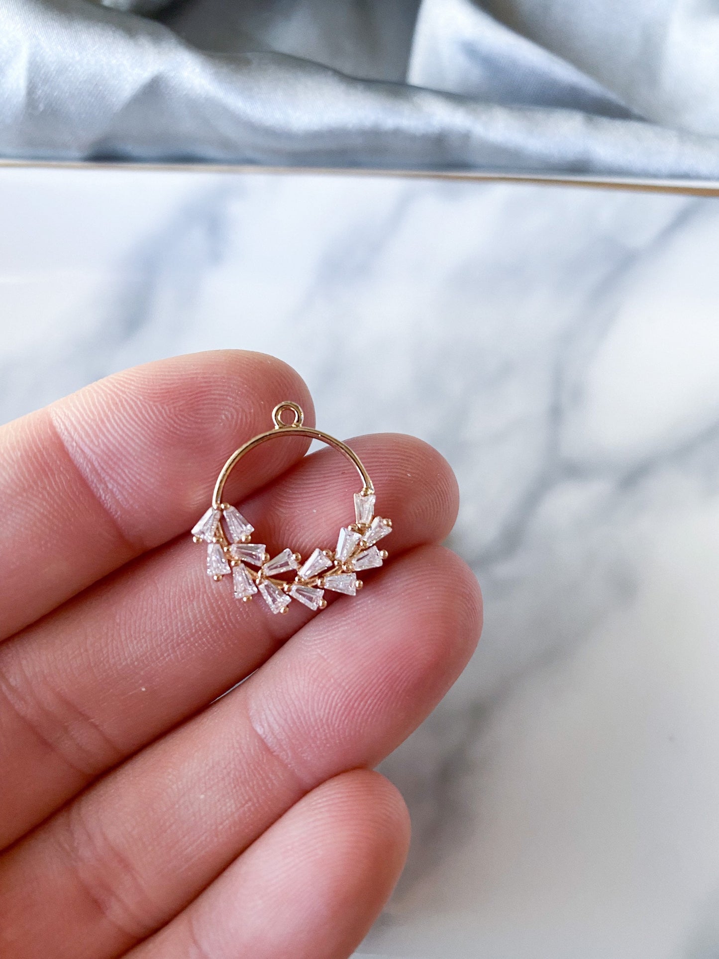 Cubic Zirconia Wreath Circle Charm