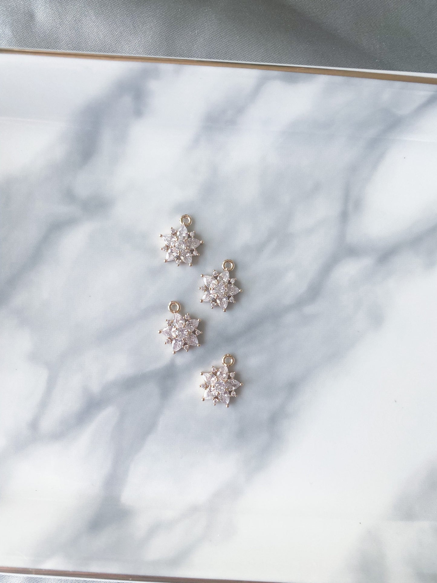 flower cubic zirconia charm for jewelry making