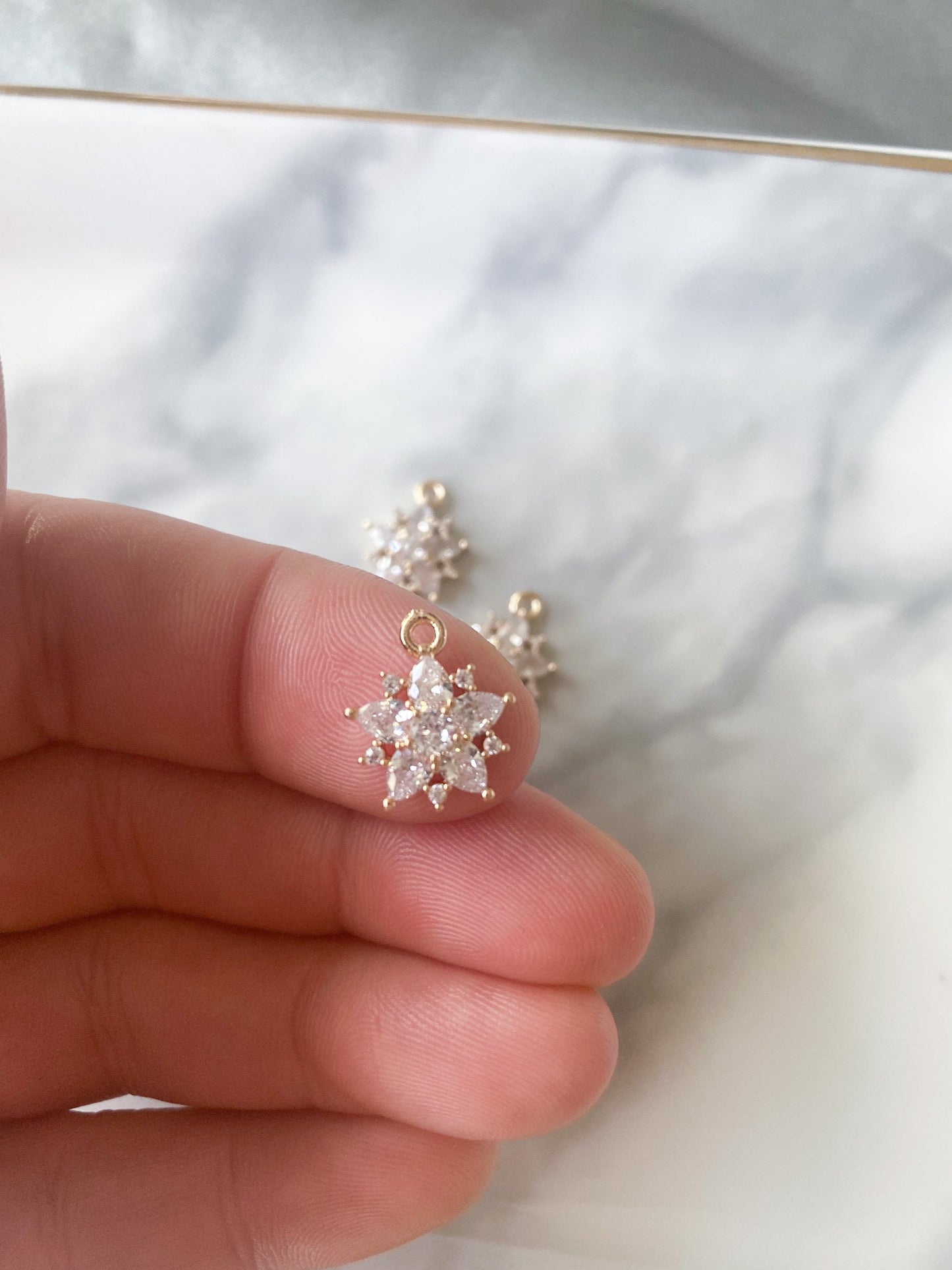 flower cubic zirconia charm for jewelry making