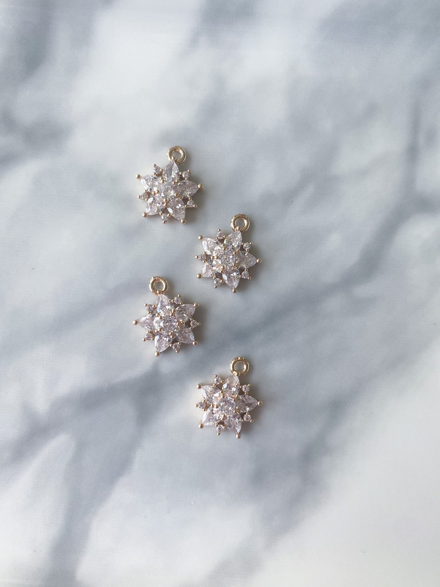 flower cubic zirconia charm for jewelry making