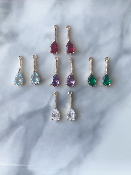 Teardrop colored glass bar charms