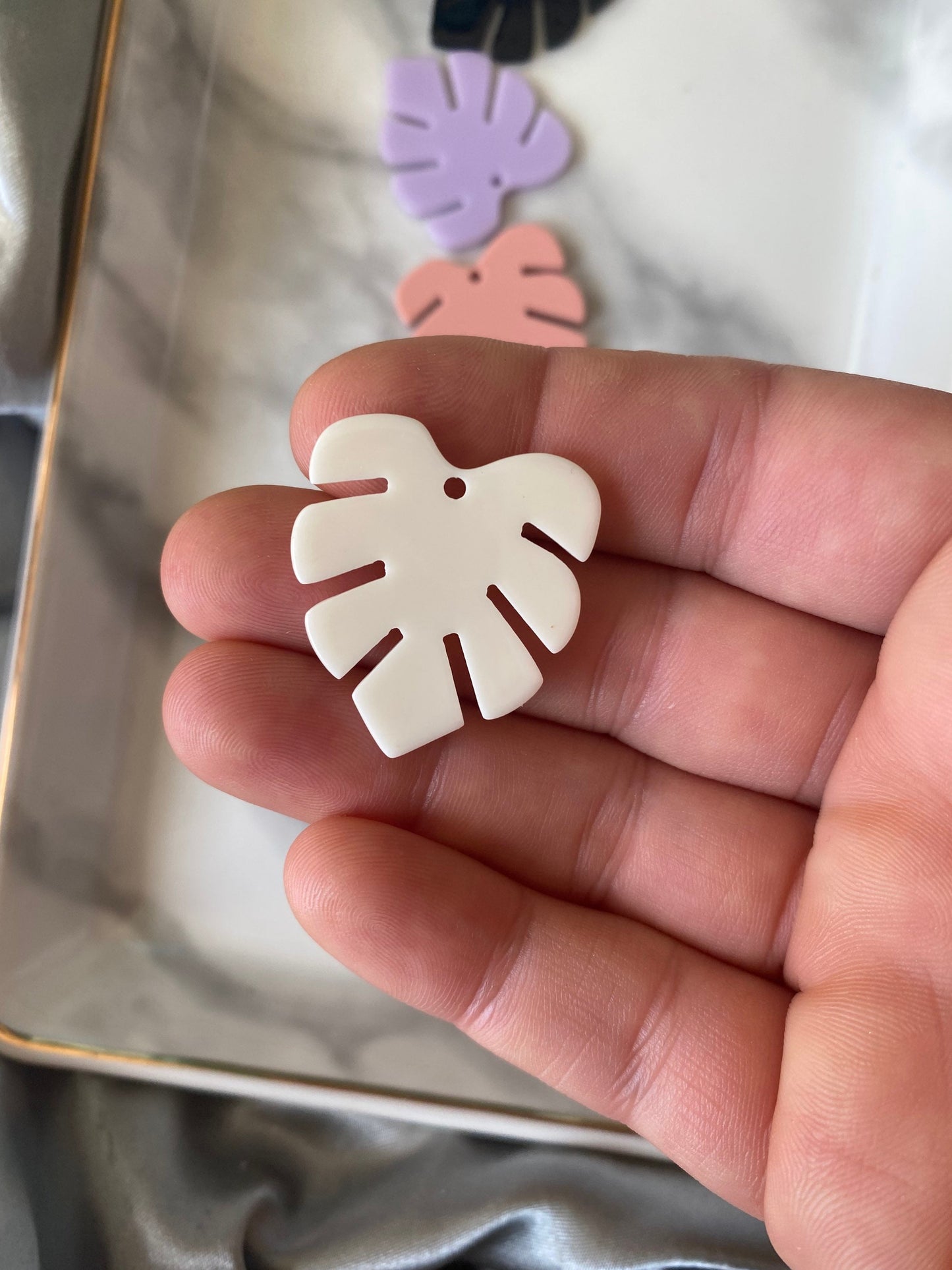 Monstera leaf plant charm, acrylic charms for earrings