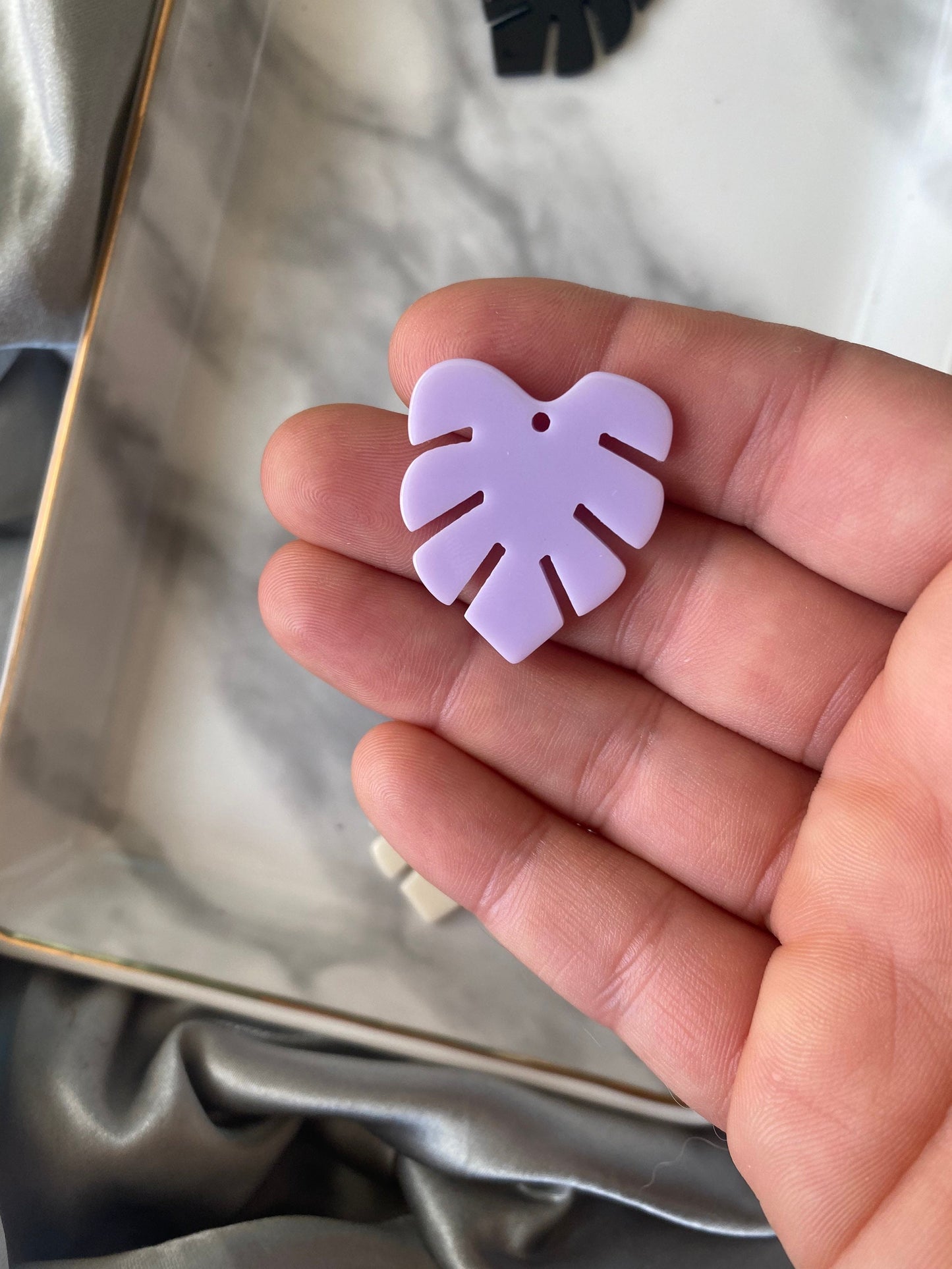 Monstera leaf plant charm, acrylic charms for earrings