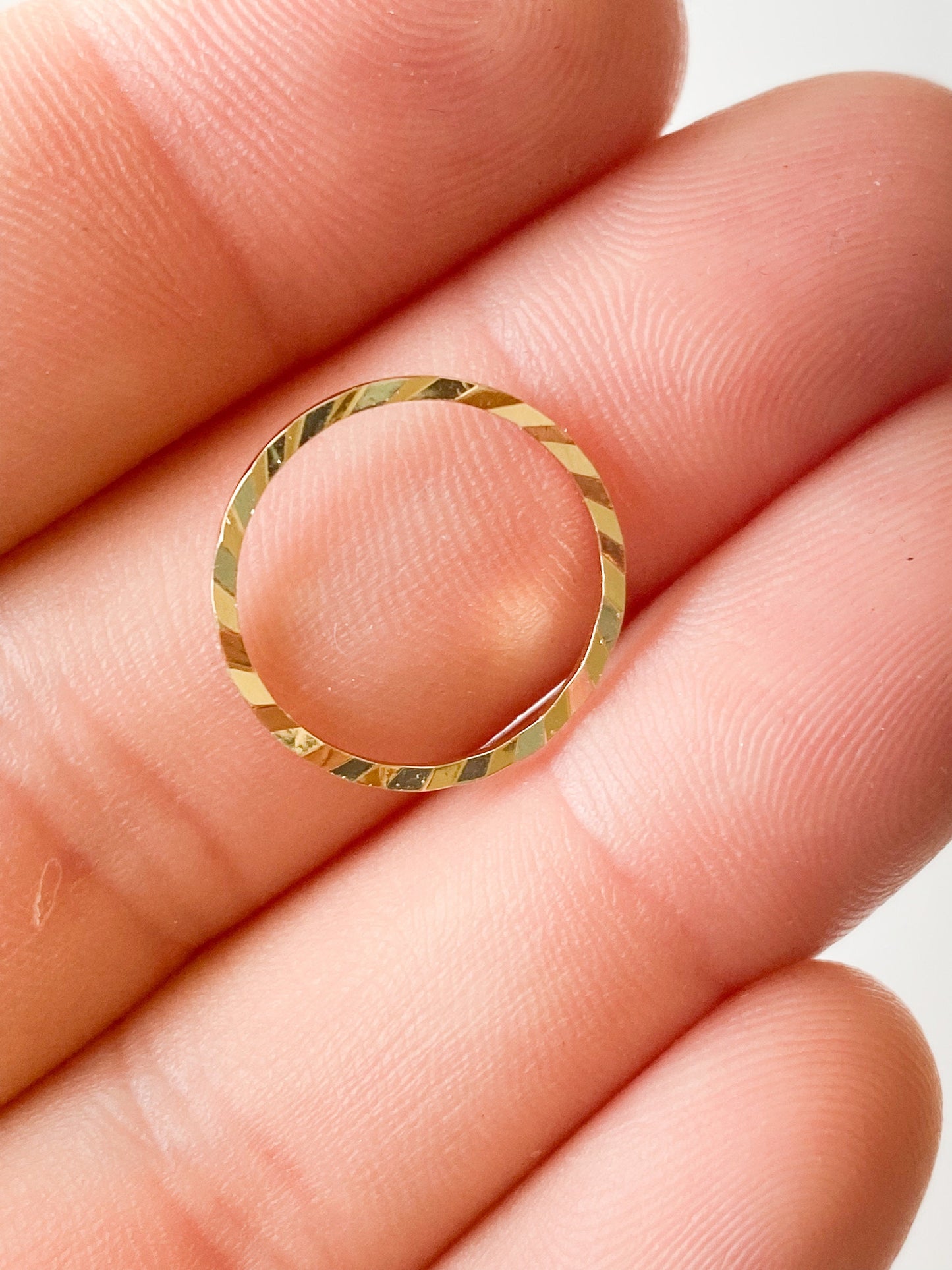 2 piece 14k gold plated dented circles